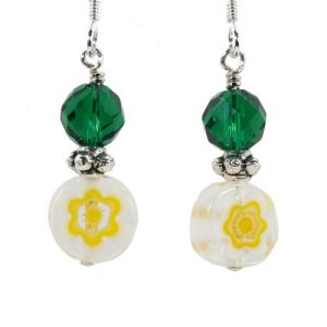 Daisy Chain earrings - White & Green